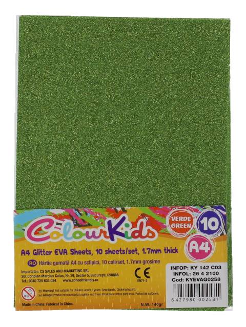 Art Craft CK COLI EVA gumata cu sclipici 1.7mm 10coli VERDE CK